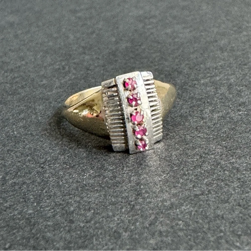 Vintage 14k White Gold Ruby Ring‎ Art Deco MCM Real Gold Size 5